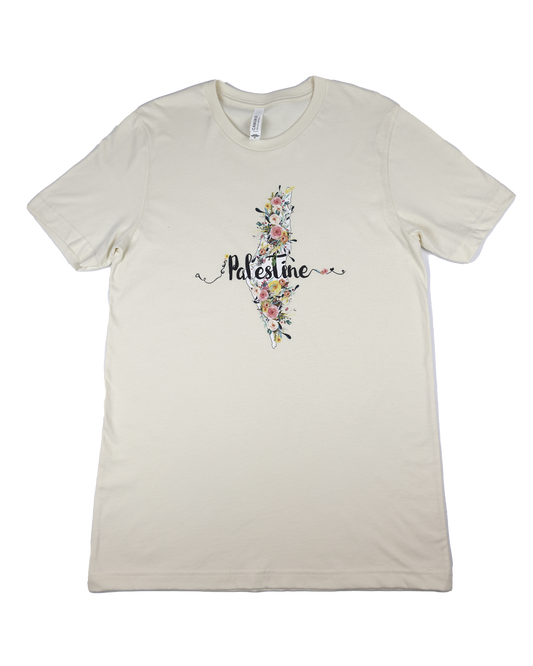 Floral Palestine Map | Adult Women Short Sleeve T-Shirt