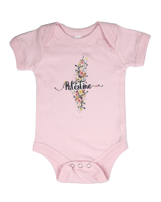 Floral Palestine Map | Baby Girl Onesie
