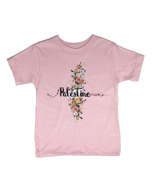 Floral Palestine Map | Kid Girl T-Shirt