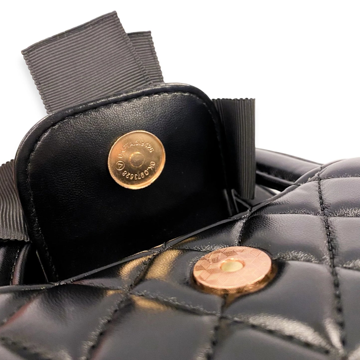 Black Quilted Purse with Flower Applique