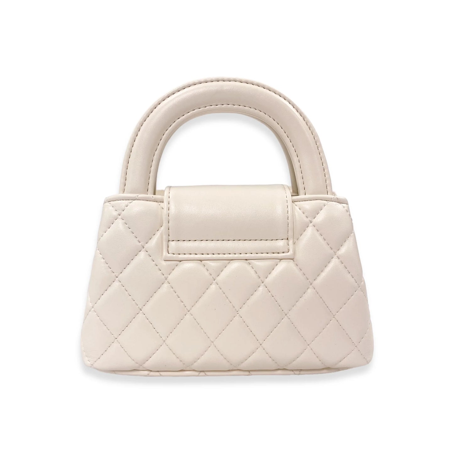 Ivory Quilted Purse with Flower Applique
