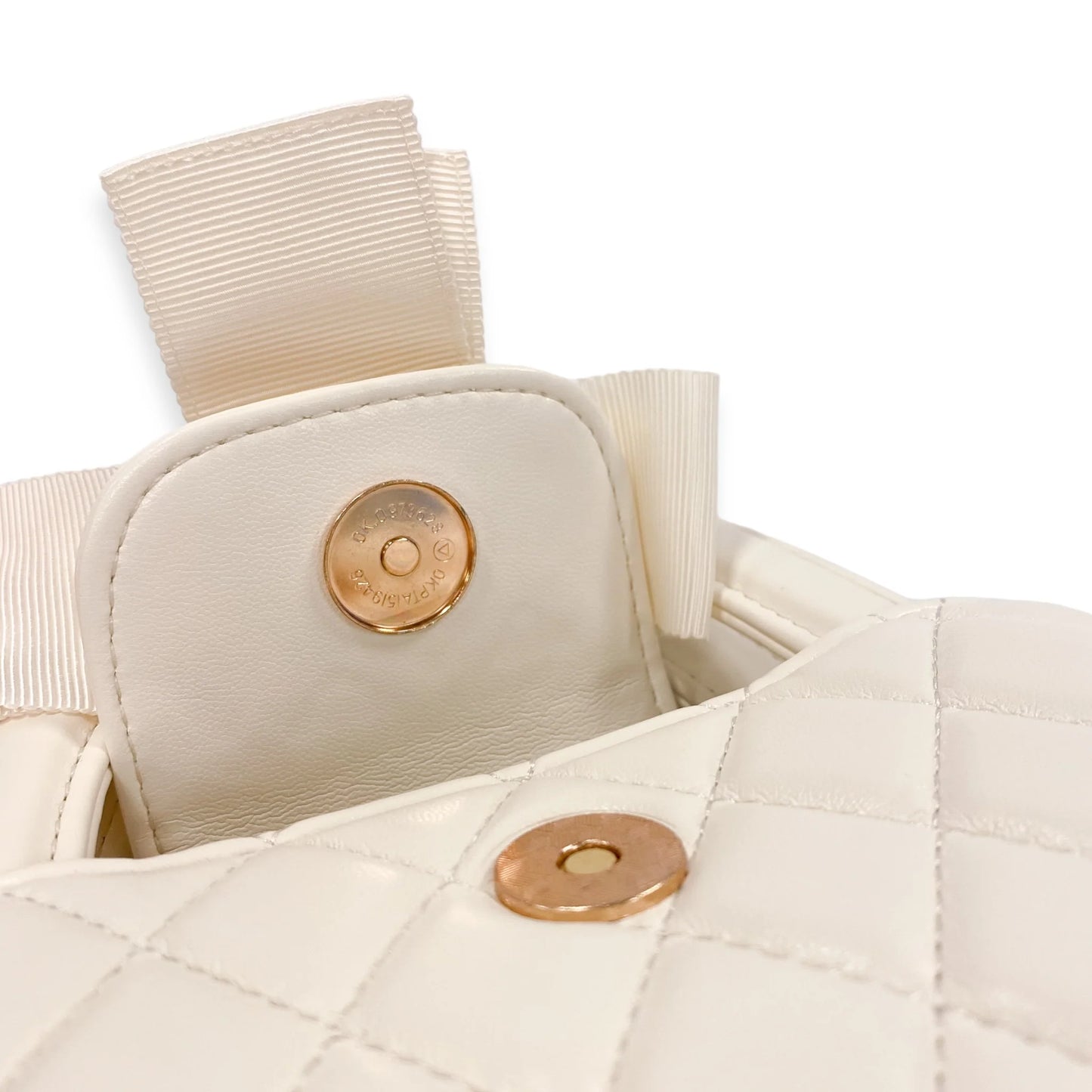 Ivory Quilted Purse with Flower Applique