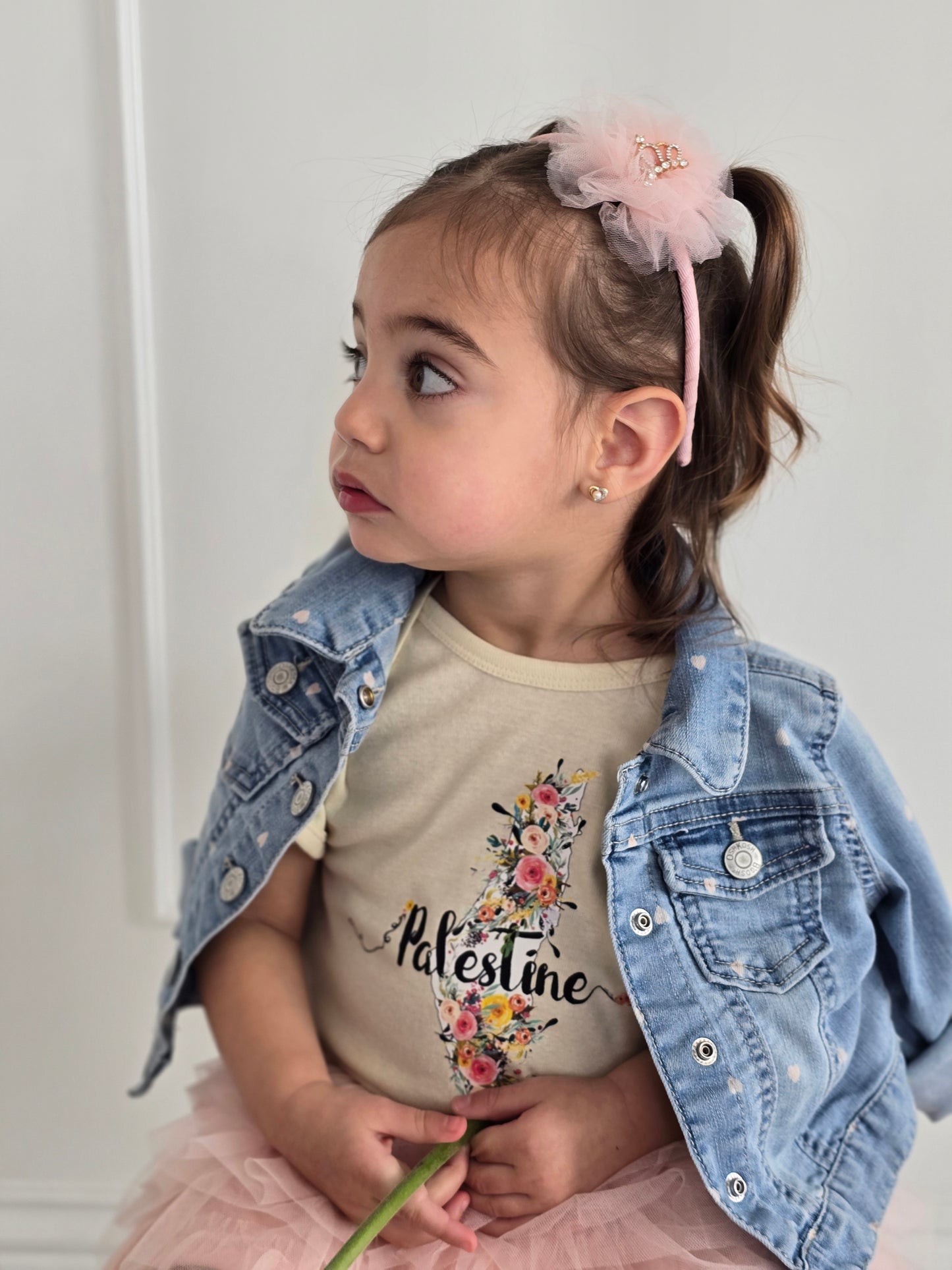 Floral Palestine Map | Baby Girl Onesie