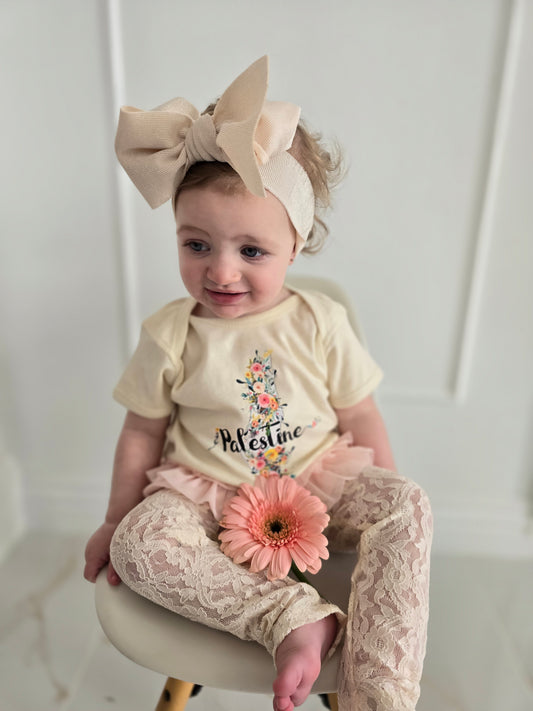 Floral Palestine Map | Baby Girl Onesie