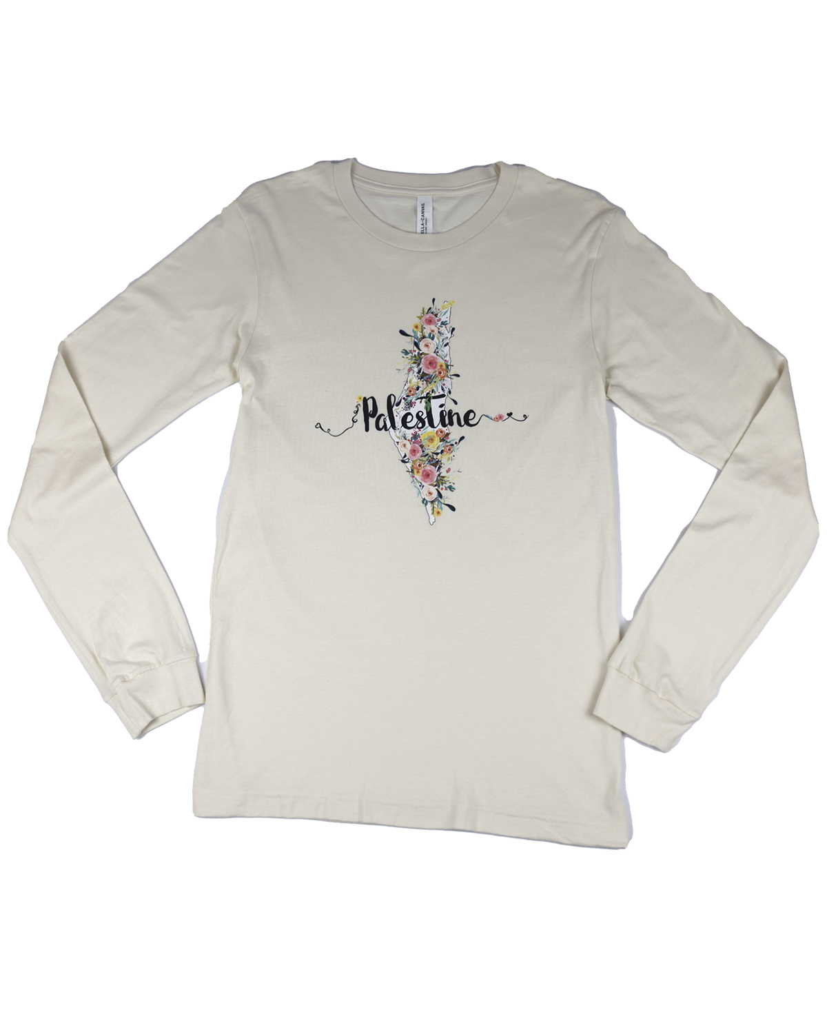 Floral Palestine Map | Adult Women Long Sleeve T-Shirt