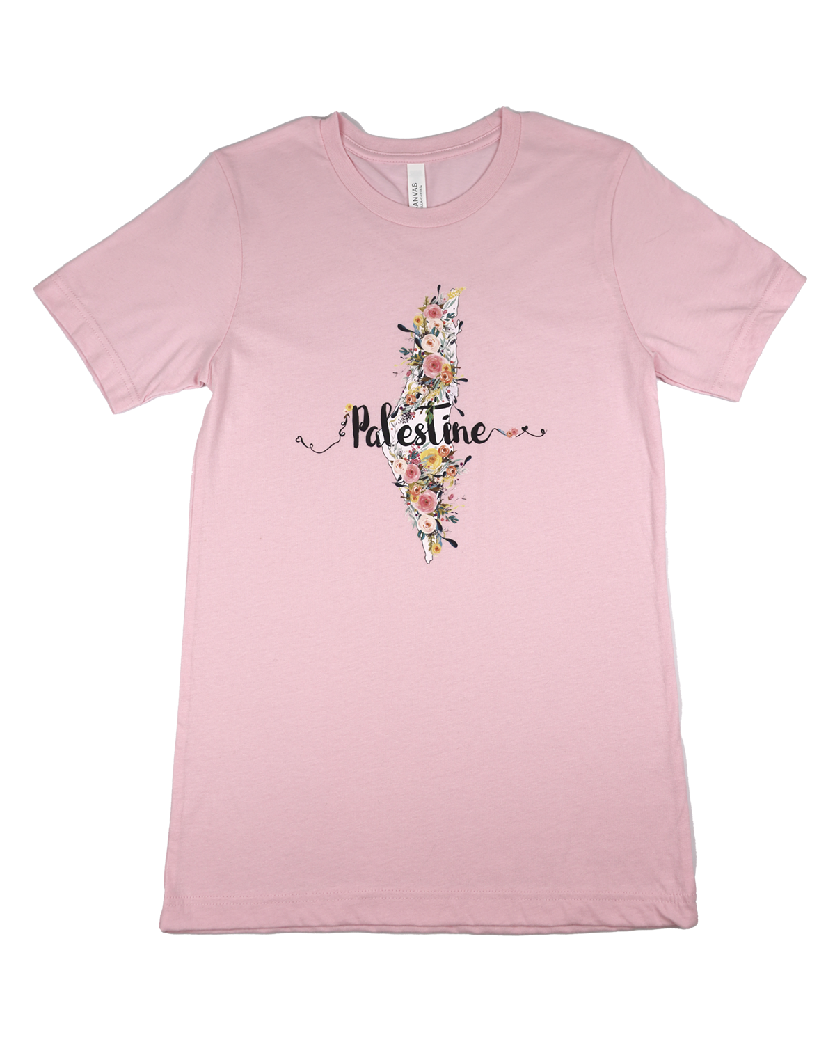 Floral Palestine Map | Adult Women Short Sleeve T-Shirt