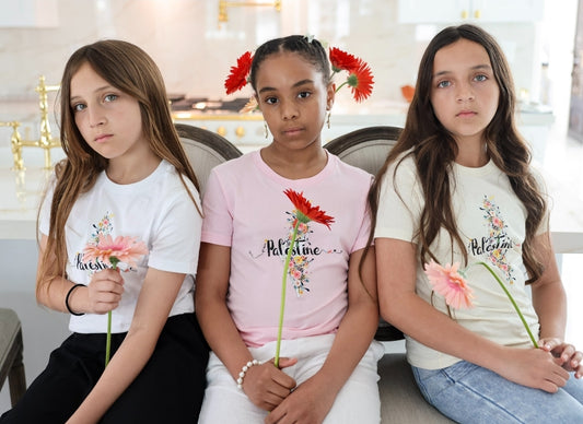 Floral Palestine Map | Kid Girl T-Shirt